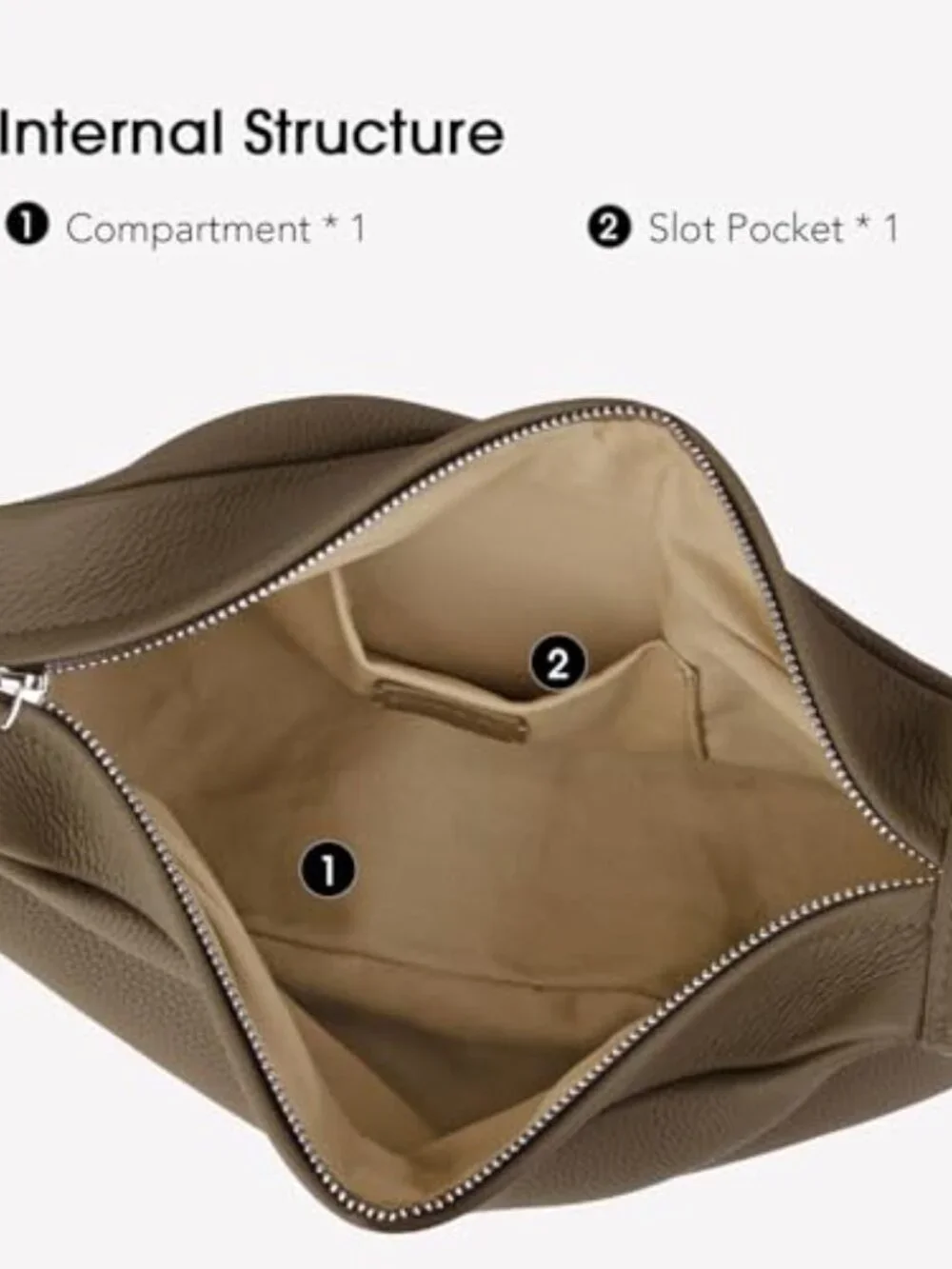 Genuine Leather Sling Crossbody Hobo Bag with Wide Strap